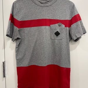 Moncler Men’s Grey and Red T Shirt